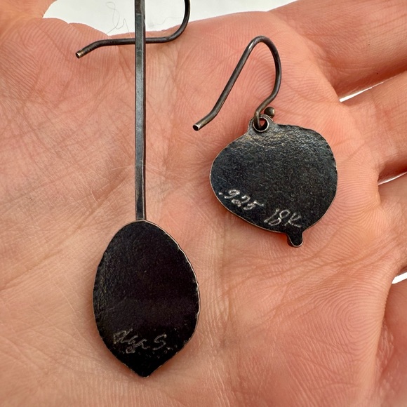 Cobalt Lace Mismatched Earrings - Picture 2 of 4